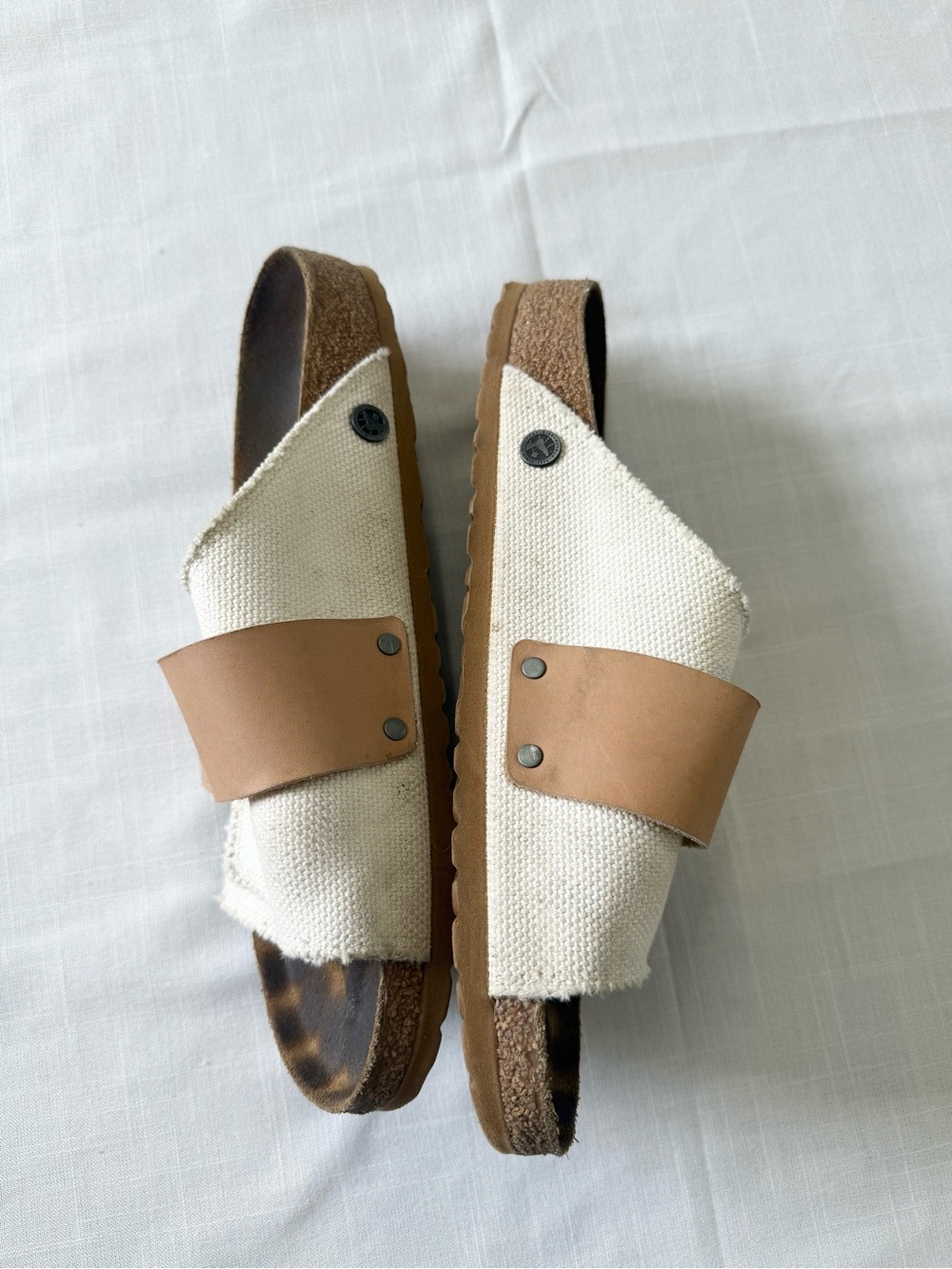Birkenstock Kyoto Textile Leather Eggshell Mens Size 11 - Picture 4 of 7